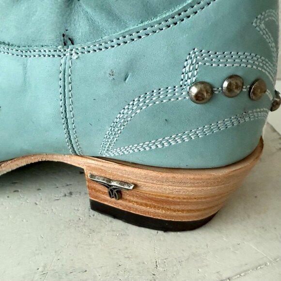 Lane COSSETTE Womens Cowboy Bootie 7.5 Blue Leather Cowgirl Western Ankle Boots - Picture 6 of 13